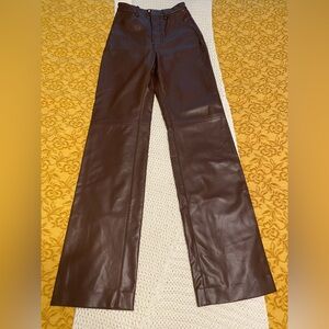 House of CB Brown Straight Leg Pants Faux Leather